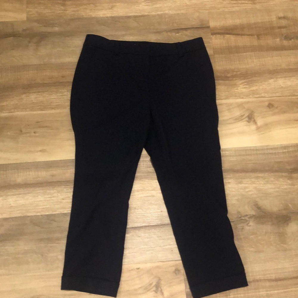 LOFT petite Tie Waist Slim Taper Pants Navy Blue - SIZE 12